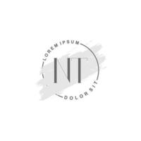 Initial NT minimalist logo with brush, Initial logo for signature, wedding, fashion. vector