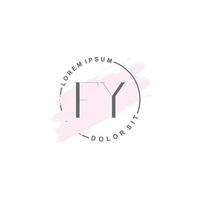 Initial FY minimalist logo with brush, Initial logo for signature, wedding, fashion, beauty and salon. vector