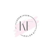 Initial KF minimalist logo with brush, Initial logo for signature, wedding, fashion. vector