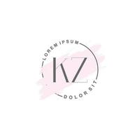 Initial KZ minimalist logo with brush, Initial logo for signature, wedding, fashion. vector