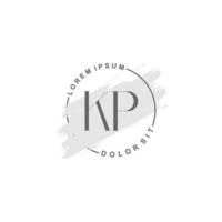 Initial KP minimalist logo with brush, Initial logo for signature, wedding, fashion. vector