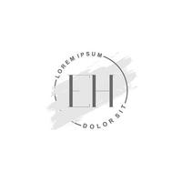 Initial EH minimalist logo with brush, Initial logo for signature, wedding, fashion, beauty and salon. vector