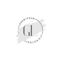 Initial GL minimalist logo with brush, Initial logo for signature, wedding, fashion, beauty and salon. vector