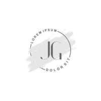 logotipo minimalista jg inicial con pincel, logotipo inicial para firma, boda, moda. vector