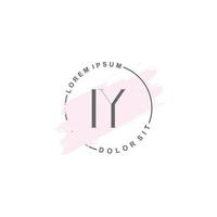 Initial IY minimalist logo with brush, Initial logo for signature, wedding, fashion. vector