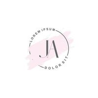 Initial JA minimalist logo with brush, Initial logo for signature, wedding, fashion. vector