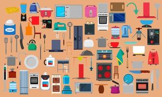 Big set random everyday household objects Vector Image