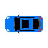 Car top view isolated on white automobile flat vector icon