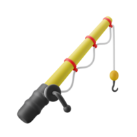 fishing rod with hook 3d icon illustration png