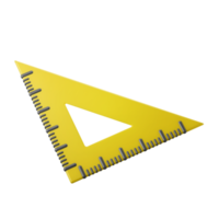 ilustración de icono 3d de regla de triángulo amarillo png