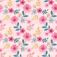 Colorful hand draw flowers seamless pattern. vector