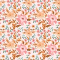 Colorful hand draw flowers seamless pattern. vector