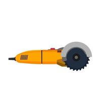 Power saw tool construction vector icon. Circular electric blade equipment machine cutter. Industry disk angle grinder