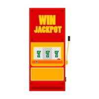 Slot machine casino game vector icon front view. Jackpot gambling vegas money win. Luck play gold spin handle bandit