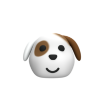 visage de sourire d'emoji de chien 3d png