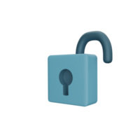 3D padlock unlock png
