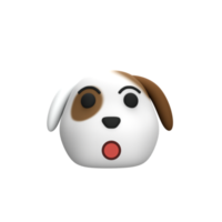 visage choqué d'emoji de chien 3d png