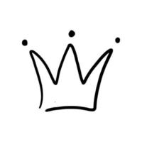 dibujado a mano corona vector doodle símbolo reina. boceto de lujo icono real rey y majestuosa realeza tiara monarca signo. monarca reino línea ilustración y joyería aislada dibujo elemento negro