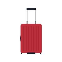 icono de vector de vista frontal de viaje de maleta. equipaje bolsa de vacaciones aislado blanco. maleta trolley marrón con asa de viaje