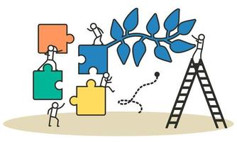 Partnership puzzle vector person business illustration teamwork concept. Piece team cooperation connect jigsaw solution together. Success collaboration strategy work challenge. Office brainstorming