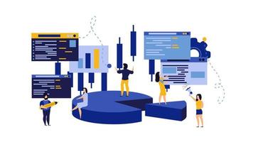 Budget data people vector business analysis person concept illustration. Financial account statistic graph management chart report. Web consulting audit marketing administration. Tax service work