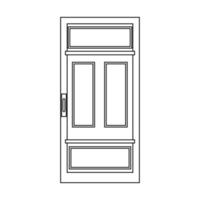 Door entrance vector illustration house outline. Doorway interior exit isolated white and front architecture room line thin