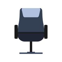 Office chair front view vector icon fruniture. Seat business interior element work job. Black flat ergonomic equipment