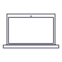 Laptop outline computer vector technology design illustration. Isolated white notebook screen and business modern icon. Communication device equipment line and pc display monitor. Portable office sign