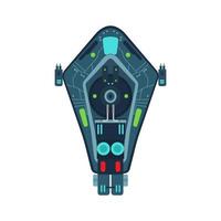 Space ship top view vector icon rocket technology shuttle. Cartoon future UFO galaxy cosmos. Fantasy alien orbit booster