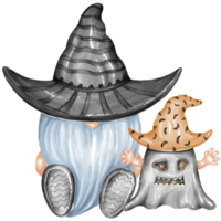 Collection illustration Halloween Gnomes Designed with watercolor graphics techniques. Perfect for Halloween themed decorations, cards, digital prints, art for kids, kindergarten, gifts and more. png