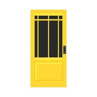 Door exterior decoration security entrance vector flat icon. House yellow doorway