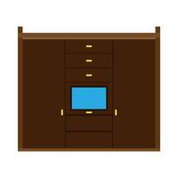 Wardrobe closet vector icon furniture interior clothes shelf illustration. Hanger room dress wooden cabinet bedroom