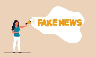 Fake news cheat fact business communication concept vector illustration. Website false information and check breaking news report. Fraud press media lie and hoax artificial speech. Internet false