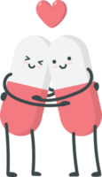 Cute happy pill love with heart cartoon character png