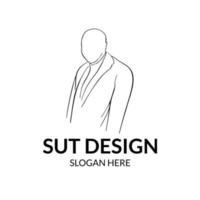 line art man wearing a suit with a serious image vector