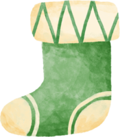 Watercolor Christmas sock for decoration. png