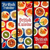 banners de vector de comida de restaurante de cocina británica