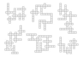 Crossword riddle, word game grids set vector