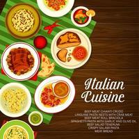 Italian cuisine meals menu cover page template vector