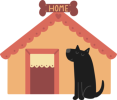 ilustração dos desenhos animados com cachorro e casa moderna png