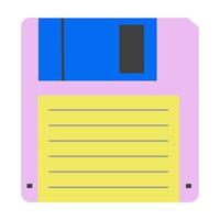 Floppy disk. Device of the 80s, 90s for data storage. Flat style. Vector illustration