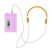 Audio player with analog cassette. Technologies of the 80s, 90s. Gadget for playing music. Flat style. Vector illustration