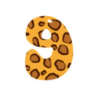 leopard print alphabets and number png