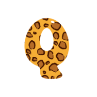 leopard print alphabets and number png