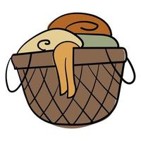 Doodle sticker with full laundry basket vector