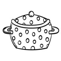 Doodle sticker vintage large saucepan vector