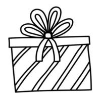 Doodle sticker of a holiday box with a gift vector