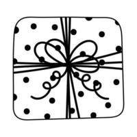 Doodle sticker with gift box for any occasion. Christmas, Birthday, Valentine's Day, Women's Day, Mom's Day and others. vector
