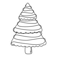 Doodle Christmas tree with a pattern for decoration, design of cards, invitations vector