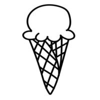 Doodle sticker sweet ice cream cone vector